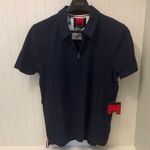New with Tags Micheal Strahan Men's Navy Polo Shirt Size Med